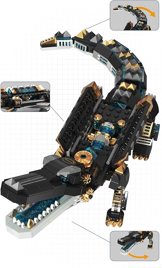 Animal Heavy Armored Jagged Alligator Building Block Toys (500+ PCS) Gifts for Adults and Children