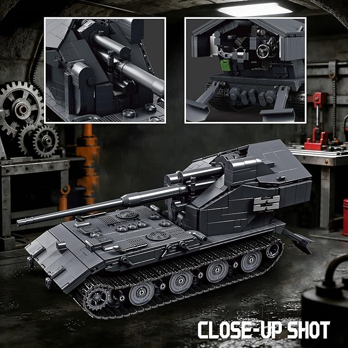 WW2 WT Auf E100 Heavy Tank Destroyer Building Sets Army Military Vehicles Collectible Model for Adults Enthusiasts 2036PCS
