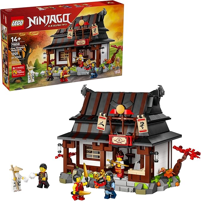 LEGO NINJAGO Four Weapons Blacksmith 15th Anniversary Building Toy for Kids Ages 14+ - Ninja Playset W/Collectible Elemental Master of Earth + 4 Minifigures - Gift Idea for Teen Boys &amp Girls - 71