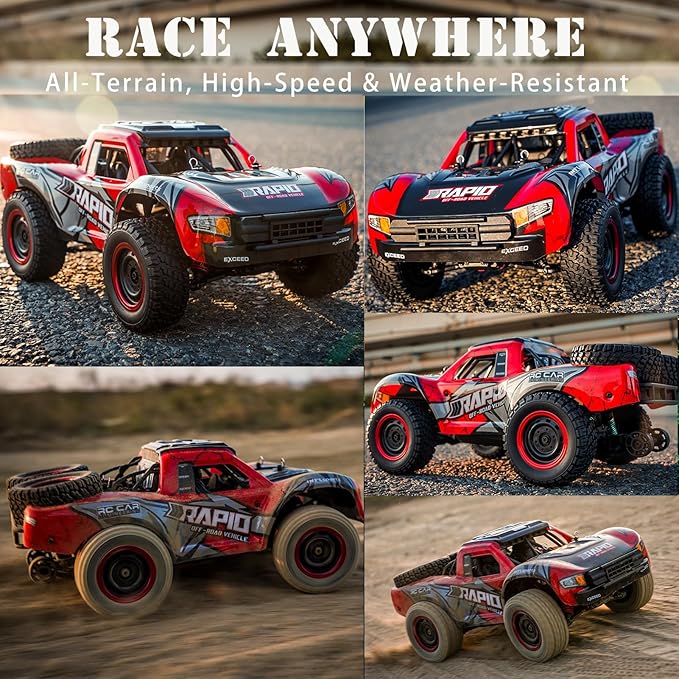 RC Cars 1:14 RC Truck 30 MPH 4WD Remote Control Car All Terrain Trophy Car for Adults Boys Teens Fast 50 Mins Play Off-Road RC Buggy Big Short Course Monster Truck with 2 Batteries (RTR)