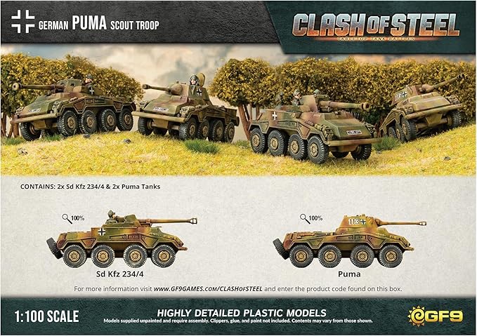 Gale Force Nine Clash of Steel: German: Puma Scout Troop (x4 Plastic) CSG08