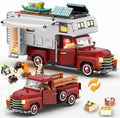 Car Building Block 2-in-1 Camper Van Building and Farm Pickup Truck Building Set Toy for Adult Retro Rvs Building Block Kit Set 2188pcs