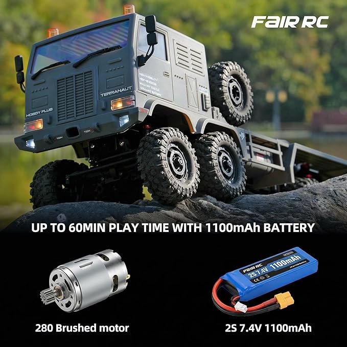 1/18 CR18P Terranaut 8x8 RC Crawler 8WD Rock Truck with Active-AWS All-Wheel Steering 2-Speed Transmission Remote Winch &amp Portal Axles Metal Gears Off-Road RC Car for Adults Collectors (Green)