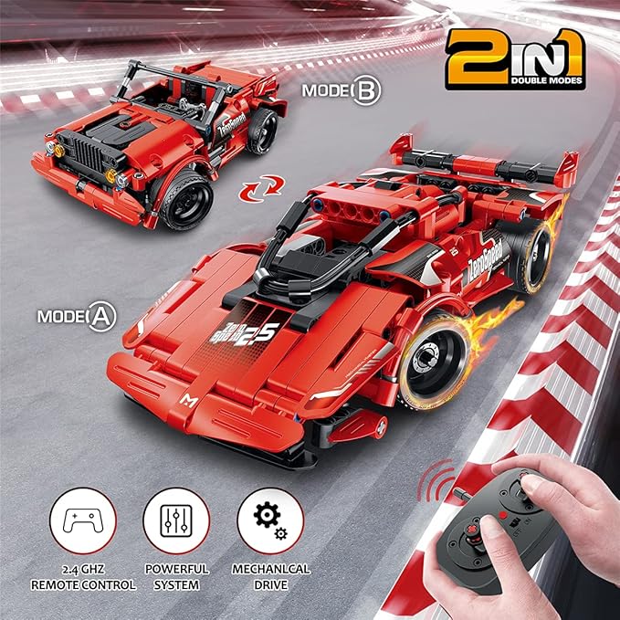 GMAOPHY STEM Building Toys for Kids Age 5 6 7 8 9 10 11 12 Years Old 2 in 1 Remote Control Racer Car Engineering Kits Early Learning Building Blocks Christmas Birthday Gift for Boys Girls Age 8-12