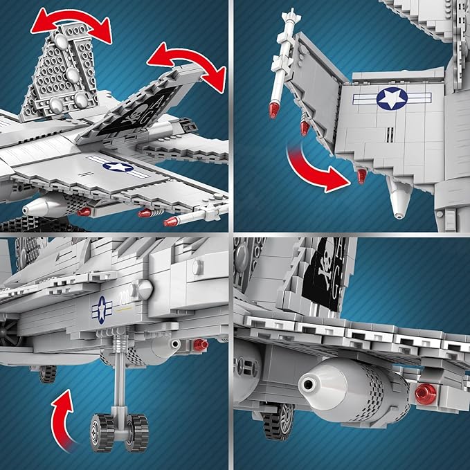 Reobrix F-18 Fighter Jet Building Sets for Adults Military Hornet Fighter Display Model 33022 Technical Military Plane Collectible Set Toys Gifts for Aviation Fans Adults (1387 PCS)