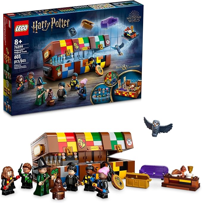 LEGO Harry Potter Hogwarts Magical Trunk Luggage Set Building Toy Idea for Kids Customizable Toy Girls &amp Boys with Movie Minifigures and House Colors 76399