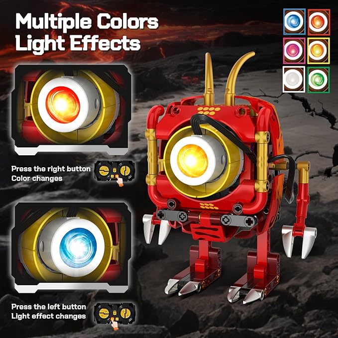 HOGOKIDS 5-in-1 Dragon Robot Building Toys with 6 Lighting Colors &amp 5 Light Effects - 354PCS Remote &amp App Control Robots Toy Set for Kids RC Robot Building Toys Gifts for Teens Boys Girls Age