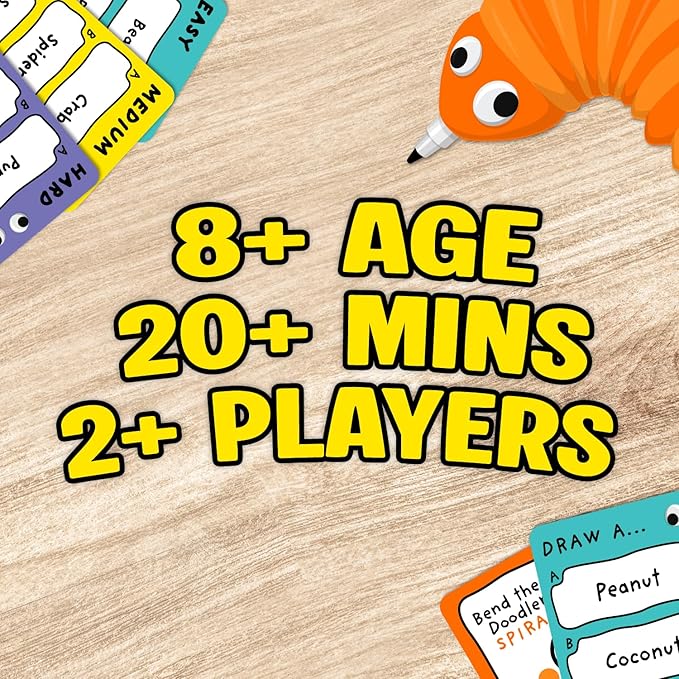 Lucky Egg Wonky Doodles – Hilarious Drawing Games for Family Game Night &amp Parties – Family Board Games for Adults with Wonky Doodler 150 Word Cards &amp Whiteboard – Best Family Games for Ages 8
