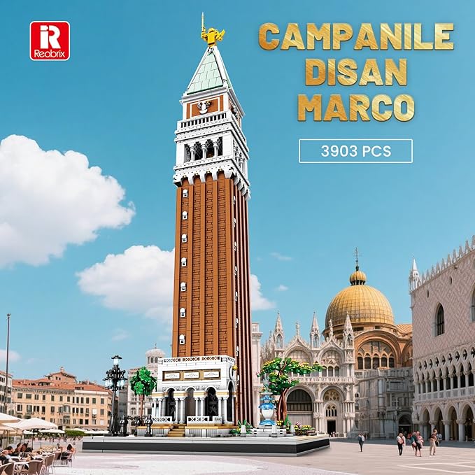 Reobrix Architecture Building Set for Adults – Venice Landmark Tower St. Mark’s Campanile Model Kit Creative Home Office Decor Toy Great Gift Idea for Teens 14+