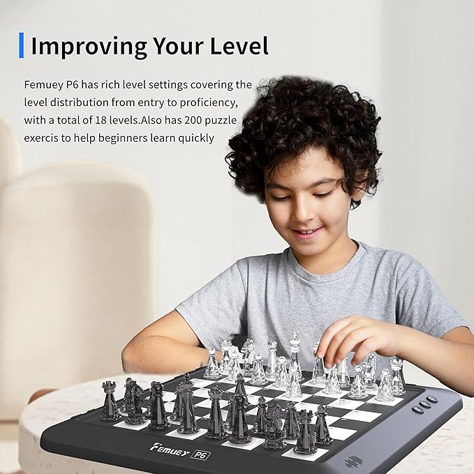 Electronic Chess Set Computer Chess Game Chess Set Board Game Electronic Chess Game for Beginners &amp Improving Chess Players Great Partner for Play and PracticeBuilt-in Battery