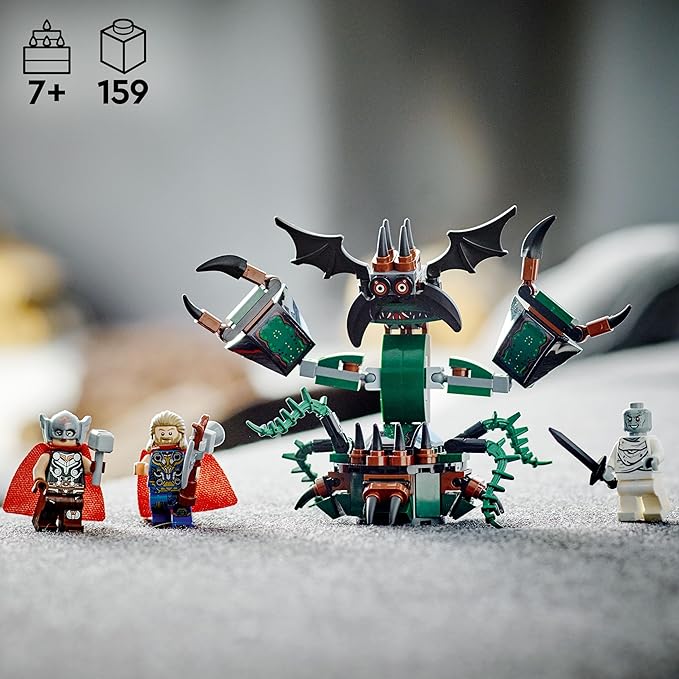 LEGO Marvel Attack on New Asgard Thor Buildable Toy 76207 with Hammer Stormbreaker and Monster Figure Love and Thunder Movie Set