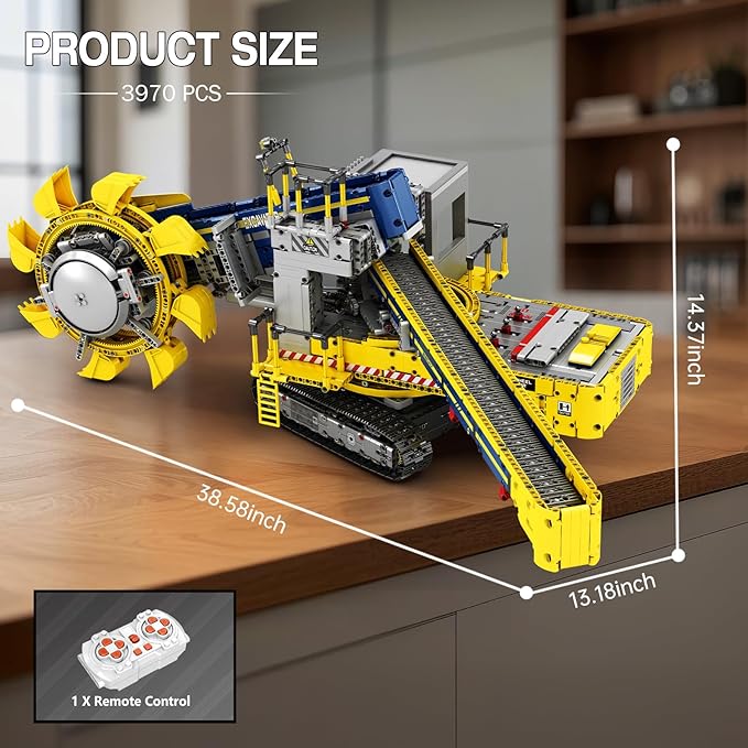 Reobrix Bucket Wheel Excavator Building Blocks Set 22017 Remote Control Construction Vehicle Model Kit for Adult RC Technic Engineering Car Toys Gifts for Boys and Girls 14+ (3970 PCS)