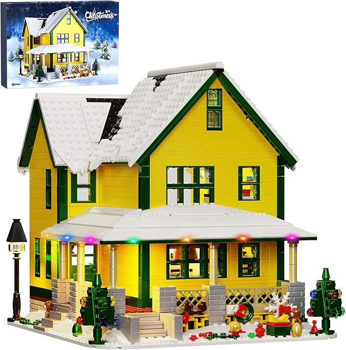 Christmas House Building Set with Light Story Movie Snow House Blocks Toy Compatible with Lego Christmas Village House Kit Christmas for Boys Girls Ages 8+ (1367 PCS)