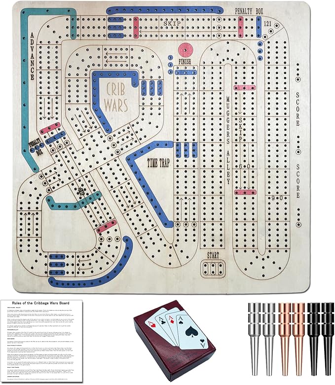 Cribbage Wars Board GameLarge Wooden Chessboard Set Cribbage Games Classic Board Game Bar Games for Families 35 * 35cm