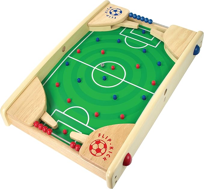 Flipkick: Wooden Tabletop Football/Soccer Pinball Games Indoor Portable Sport Table Board for Kids and Family