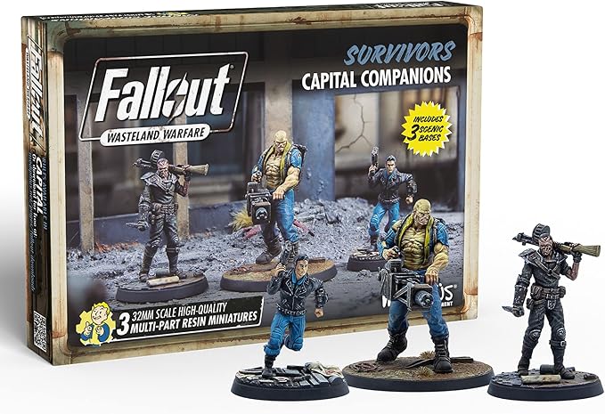 Modiphius Fallout Wasteland Warfare: Survivors: Capital Companions - 3 Miniatures 32mm Unpainted Resin Figures Capital Wave