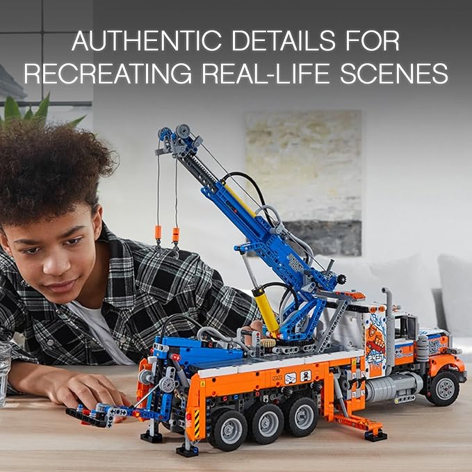 LEGO Technic Heavy-Duty Tow Truck 42128 with Crane Toy Model Building Set Engineering for Kids Series