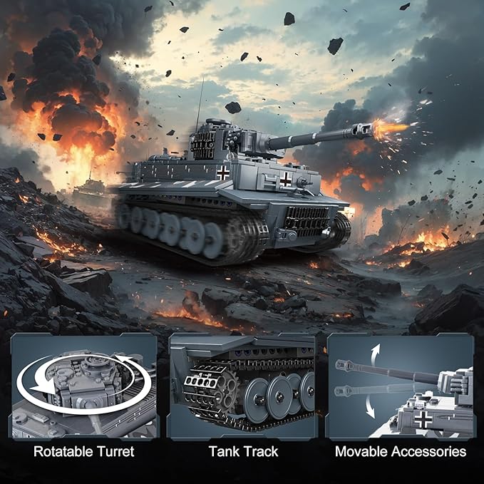 NUTCRACKER Military Tiger Tank Building Set - Heavy Military Tank Toy Building Set Home Collectible Display Model Easter Birthday Gift for Adult Boys Girls Aged 14+ (800 Pieces)