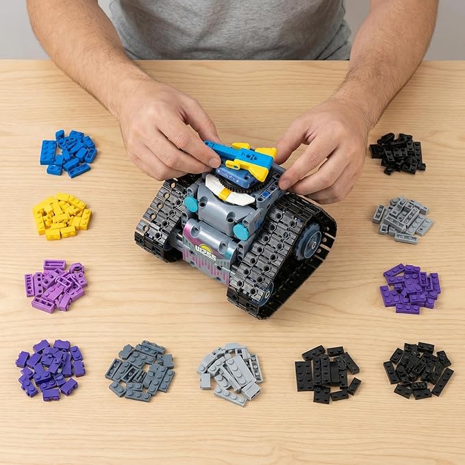 STEM Toys for Boys Ages 8-12 3 in 1 Robotics Kit with Smart Control Educational Erector Set to Build Robot Bulldozer or Truck 519 ABS Pieces USB Rechargeable