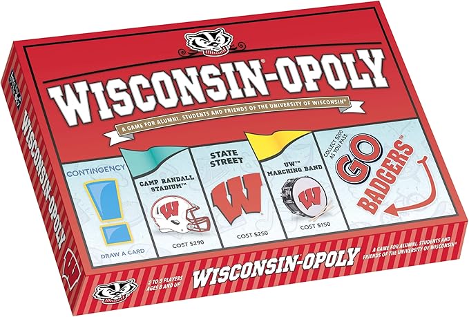 Late for The Sky Wisconsin-Opoly Board Game – Family Strategy Party Game for 2-6 Players Ages 8+ – Buy Properties Build Cabins &amp Lodges – Wisconsin Gift