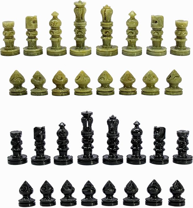 StonKraft - Natural Stone Chess Pieces Chessmen Chess Coins (3 King) | Chess Accessories | Board Games (3 White Brown)