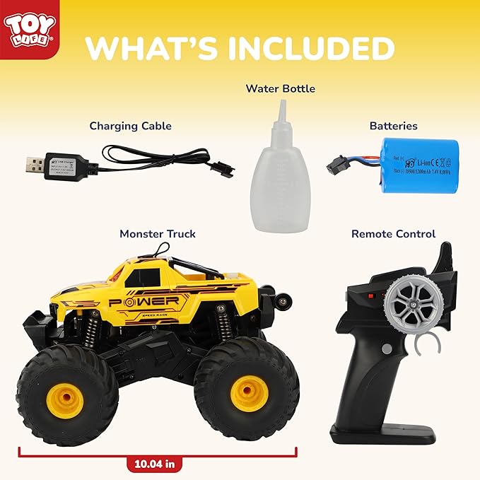 Monster Truck RC Car for Kids 2.4GHz 4WD Off-Road Remote Control Truck with Water Spray Lights &amp Music 360° Rotation Waterproof All-Terrain Car for Boys Ages 6+ Carros De Control Remoto 4x4