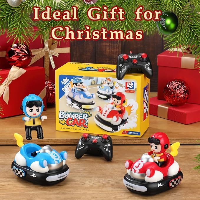 Remote Control Bumper Cars Toy (2 Cars Set) – Rechargeable RC Ejector Vehicles with Music &amp Lights 2-Player Battle Racing Game for Kids Ages 3–8 Birthday Gift