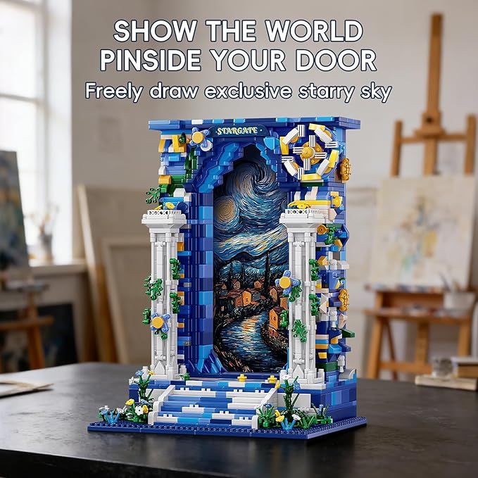 Starry Night Micro Bricks Building Set Art-Themed Wall Art Building Blocks for Adults Creative DIY Assembly Decorative Display Model Puzzle KitIdeal Gift for Adults &amp Teens.