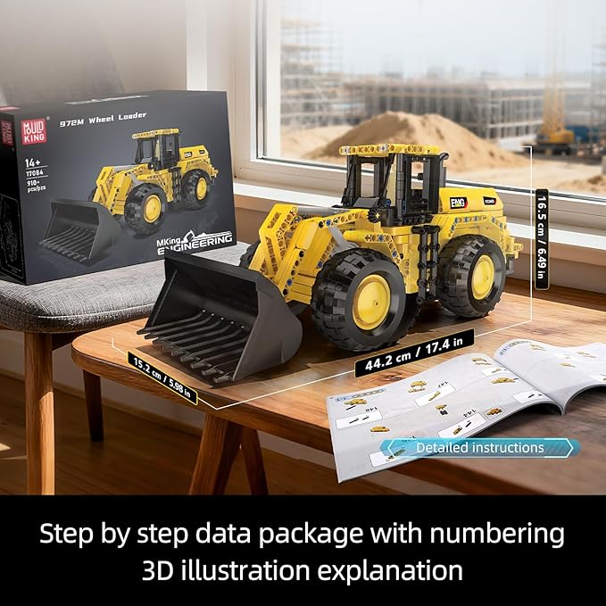 Mould King 17084 Wheel Loader Construction Toy Buildable Bulldozer Construction Vehicle Building Set Realistic Loading Shovel for Adult (910 PCS)
