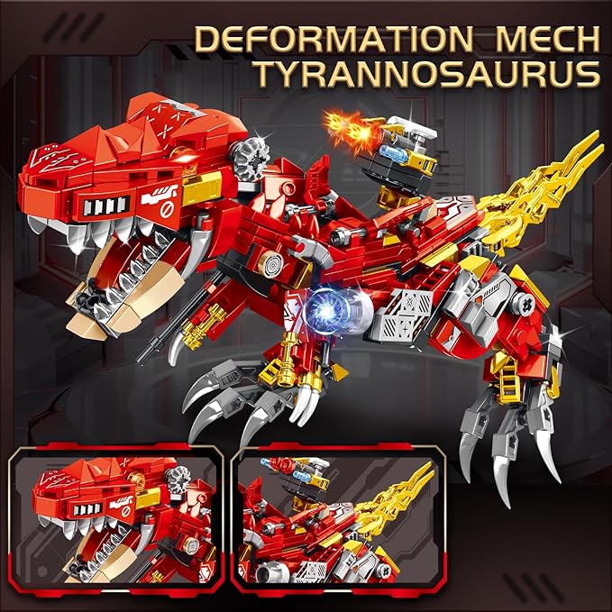 STEM 2 in1 Tyrannosaurus Dinosaur Building Kits Compatible with Dinosaur Set Transforming Mech Robot Building Sets for Adults Educational Gift Toy for Kids Boys 6-10 (504 PCS)