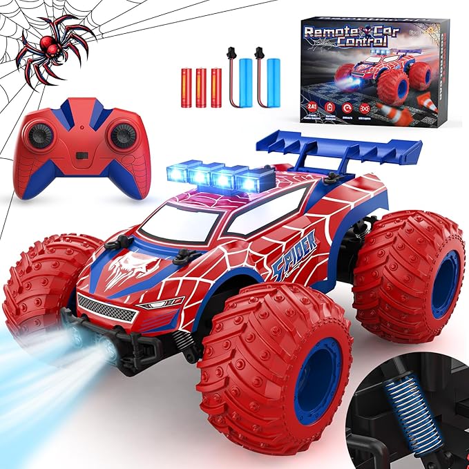 1:18 Remote Control Car - 20km/h 2.4GHz All Terrain Off-Road Monster Truck with Bodylights&ampHeadlights &ampHeadlamps Rechargeable Toy Car Gift for 3 4 5 6 7 8 9 10-12 Year Old Boys Girls Kids