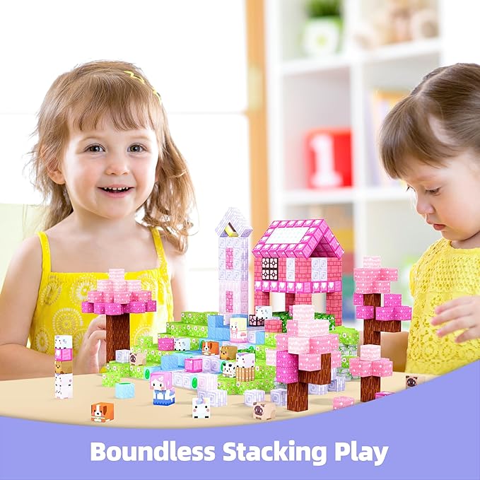 GobiDex 200PCS Magnetic Blocks Kid Building Toys for 3+ Years Old Girls Upgraded STEM Sensory Gifts for Princess Kids Magnets Game for Toddler
