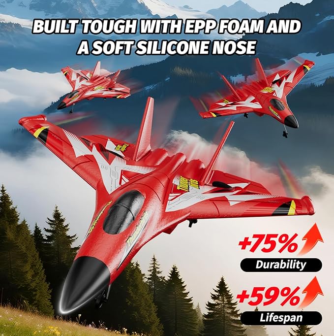 4DRC Foam RC Plane for Kids Adults Remote Control Airplane RC Jet Helicopter Drone Plane for Kids Adults Beginner Easy to Fly RC Fighter Remote Control Aircraft with Automatic Balance Gyro