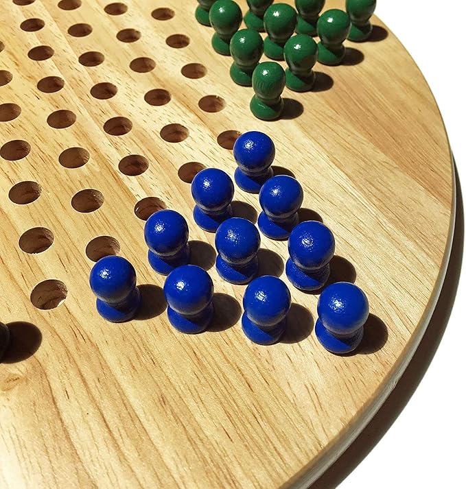 WE Games Wooden Chinese Checkers Board Game with Wood Pegs
