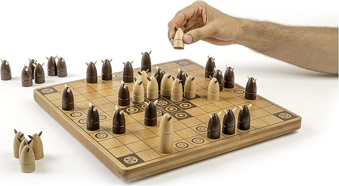 Hnefatafl Two Player Strategy Game with Wooden Game Board for Kids and Adults