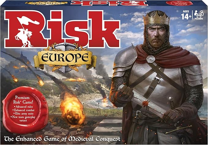 Risk Europe by Winning Moves Games USA a Medieval Conquest of Europe Complete with Siege Weapons Archers and Much More for 2 to 4 Players Ages 14+ (1232)