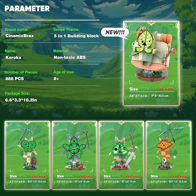 Koroks Building Set 5 Characters Building Block Sets for BOTW Fans Cute Game Merch Action Figures Great Toys Gifts for Fans Kids Adults