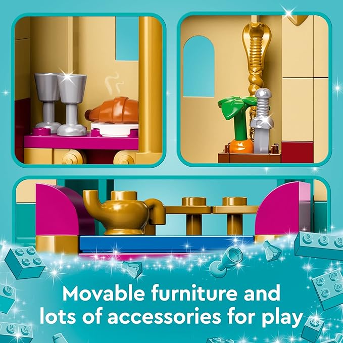 LEGO Disney Princess Jasmine and Mulan Adventure 43208 Palace Set Aladdin &amp Mulan Buildable Toy with Horse and Tiger Figures Gifts for Kids Girls &amp Boys