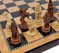 Antique Ivory &amp Brown Norse Viking Chess Set with 18 inch Walnut Color Board