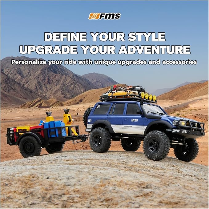 BEEZRC FMS RC Crawler 1/18 FCX18 Land Cruiser LC80 RTR Toyota Licensed 4WD RC Rock Truck 2.4Ghz 900mAh Hobby Grade RC Car Model Mini Remote Control Car Off Road Vehicle FMS11831RTRBU(Blue)