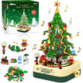 Shemira 594 PCS Christmas Tree Building Block Toy Set Rotating Christmas Music Box Toy Building Sets for Kids Boys Girls Teens Christmas Toys Decoration for Kids Adult Green