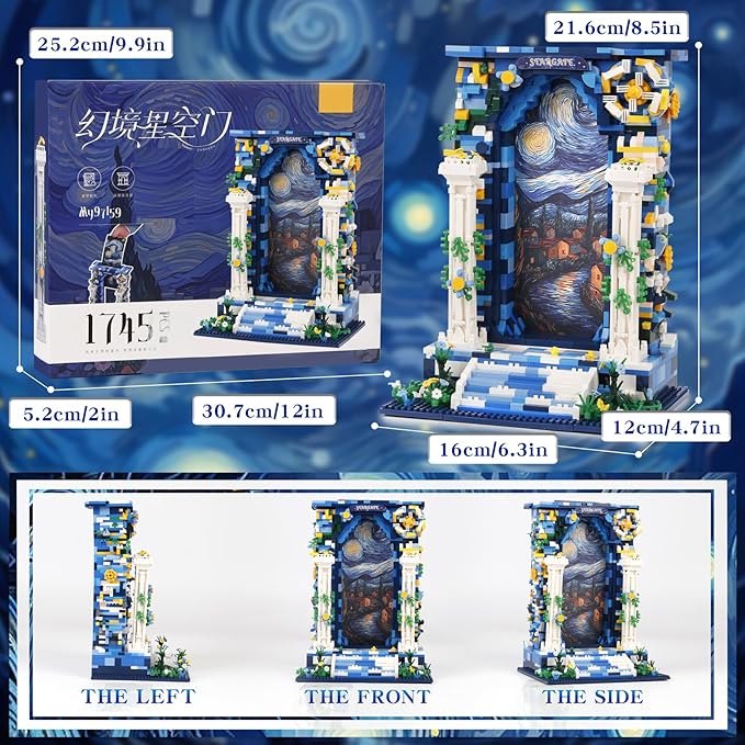 1745PCS Illusionary Starry Sky Gate Micro Mini Building BlocksIdeas Dearm Starry Night Space Gate Collection ConstructionCreative Choice for 14+ Boys Girls or Adults