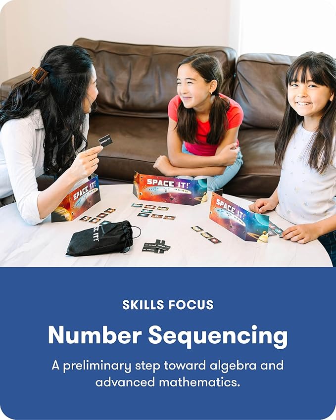 SimplyFun Space It! - Educational Kids’ Game - Math Game for Kids Focused on Skip Sequencing - 2-5 Players Ages 8 &amp Up