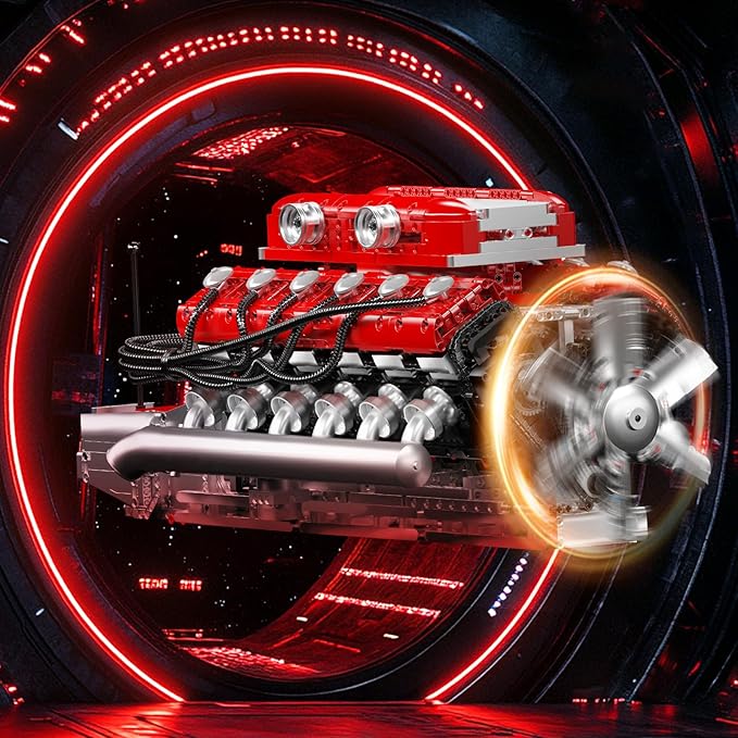 Mould King V12 Engine Model Kit That Runs MOC Engineering Model Building Kit with Battery and Motor 3472 PCS STEM Engineering Building Blocks for Adults