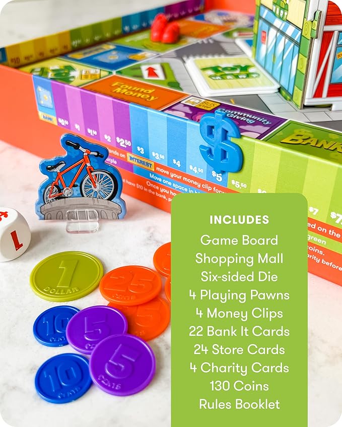 SimplyFun BankIt! - Money Game for Kids - Learn to Save Spend Donate Earn Bank Interest and More - Game for Kids Ages 8 and Up 1 to 4 Players
