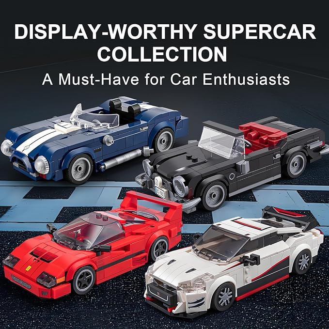 HIGH GODO Sports Car Building Set for Adults Classic Racing Car Collectible Decor Model Kit with Display Box Cool Vehicles Gifts for Adults and Teens Age 14+ (324 Pieces)