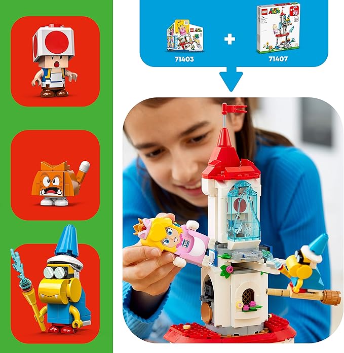 LEGO Super Mario Cat Peach Suit and Frozen Tower Expansion Set 71407 Building Toy Set for Kids Boys and Girls Ages 7+ (494 Pieces)