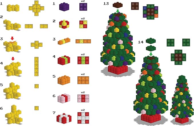 Pix Brix Pixel Art Puzzle Bricks Christmas Scene Puzzle with Display Box Patented Colorful Building Bricks Create 2D and 3D Builds A Fun Festive Pixel Art Set for Kids and Adults