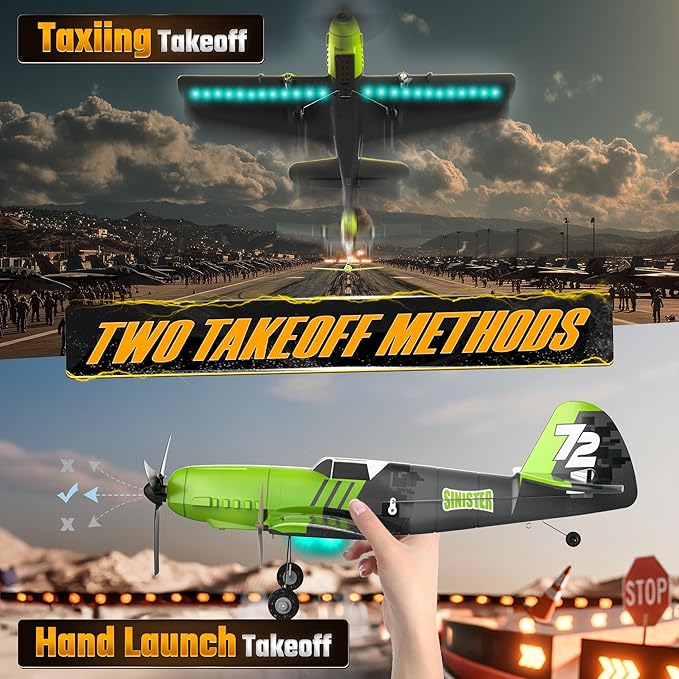 BEZGAR HQ089 RC Plane Drones for Kids 6-axis Gyro Remote Control Airplane RC Helicopter Easy Control for Beginners Toys with Colorful LED Navigation Lights(Green)