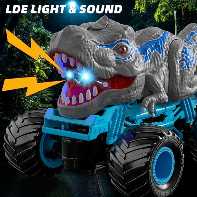 Bennol Remote Control Dinosaur Car for Boys Kids 2.4Ghz RC Dinosaur Truck for Toddlers Electric Hobby RC Car Toys with Light &amp Sound Spray Birthday for 3 4 5 6 7 8 Year olds Kids Boys